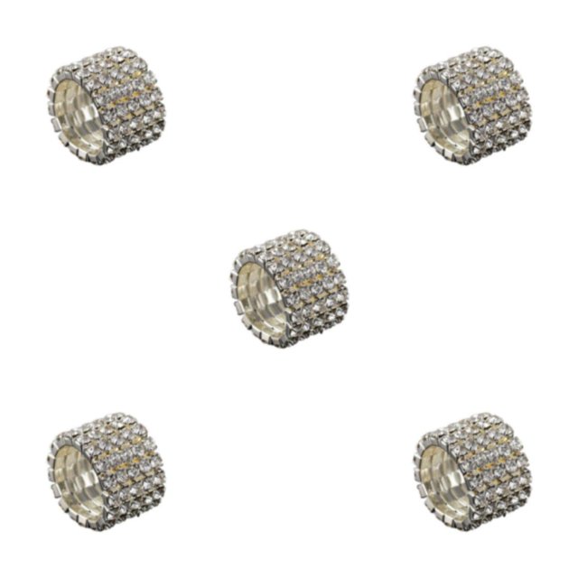 Maytalsory Bague en Cristal Extensible de Luxe Unique pour Déclaration d'Amour Bague Incrustée à la Mode Argent 5 Rangées 5Ensemble