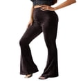 thumbnail image 3 of Women Bootcut Yoga Pants Tummy Control Workout Bootleg Velvet Trouser, 3 of 5
