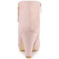 thumbnail image 2 of Unique Bargains Bottines à Plateforme à Bout Rond à Talons Épais pour Femme Rose Poudré (Taille 8), 2 of 6