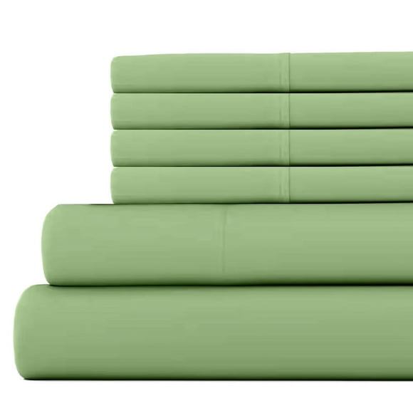 6-PC California King Size Sage Color Giza 800-Thread-Count Cotton Sheet Set - 10 Inch Deep Pockets