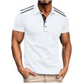 thumbnail image 1 of Styesk T Shirts for Man Fashion Solid Color Leisure Versatile Motion Button T-shirt Lapel Top, 1 of 5
