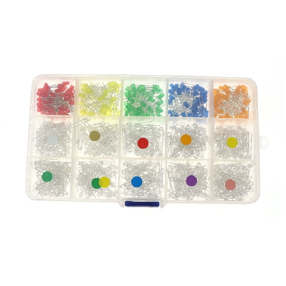 Yeacher 3mm 15 Colors LED Lights Emitting Diodes Assortment Set Kit Eye-protect Light Source High Color Rendering Index
