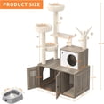 thumbnail image 4 of Ourlova 3-In-1 Cat Tower Large Cat Tree with Litter Box Enclosure Rustic Grey, 4 of 8