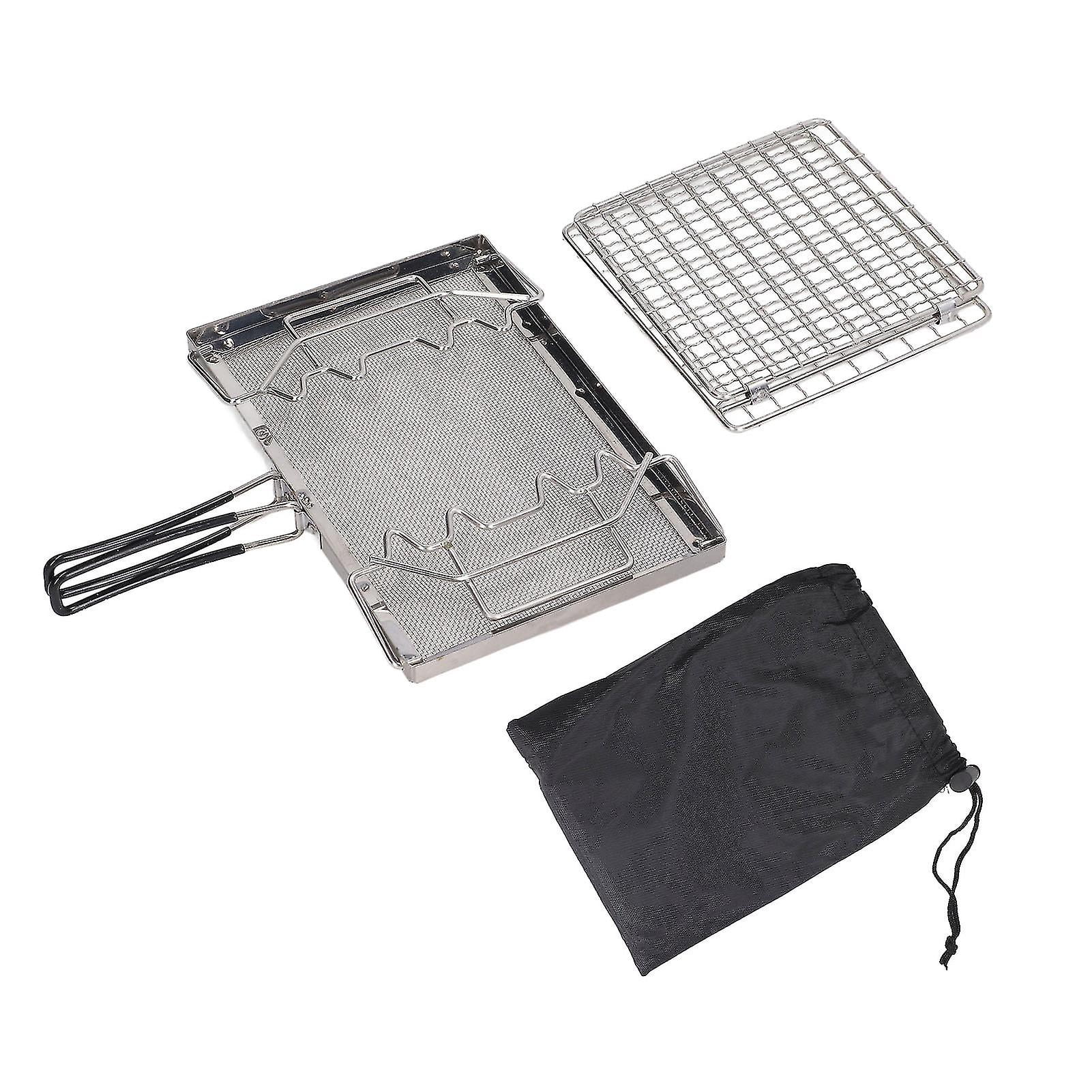 Portable Camping Toaster, Foldable 304 Stainless Steel Outdoor Stovetop Toaster for Hiking, Camping Picnic (Compact Storage Design)