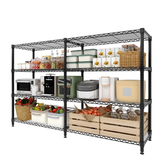 Metal Storage Shelves – Heavy Duty 4-Tier Wire Shelving – 1060 lb Load – Adjustable Rack – Pantry, Garage, Kitchen & Commercial – 59x13.8x59.5"