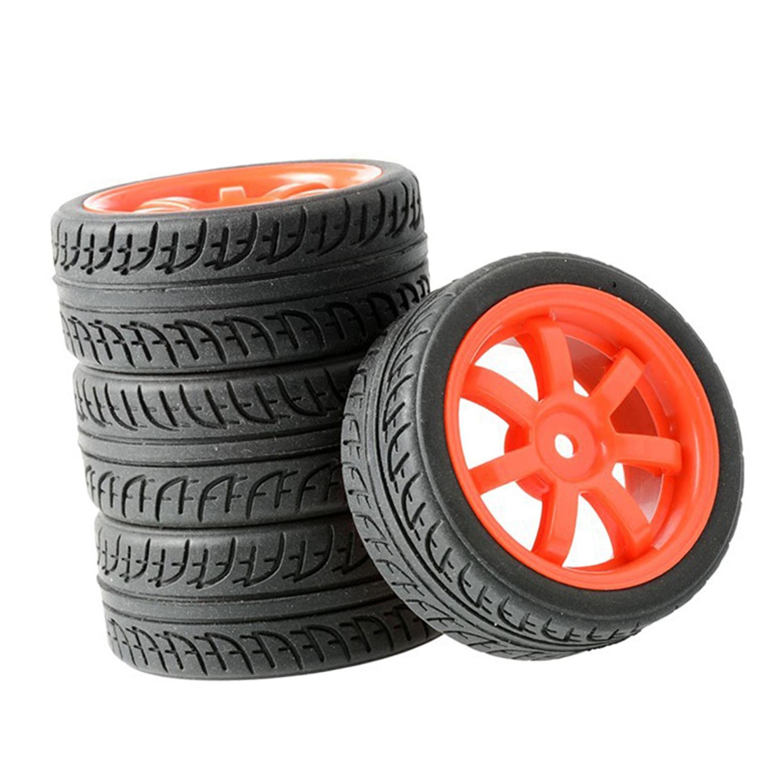 4 Pcs Pneus de Voiture RC 1/16 1/14 Accessoires de Modèle Remplacement Pièces de Voiture DIY Pneus Modifiés Roues pour Garçons Wltoys Escalade, Orange, multi