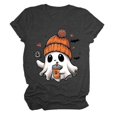 thumbnail image 3 of T-shirt Graphique à Manches Courtes d'Halloween pour Femmes Col Rond Décontracté pour Tenue de Fête d'Été avec Jeans, 3 of 4