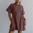 thumbnail image 1 of Weiqiqre Robes Décontractées pour Femmes à Fermeture Éclair, Manches Courtes Style Cap, Col en V, Robes Midi Décontractées Fluides avec Poches, 1 of 6