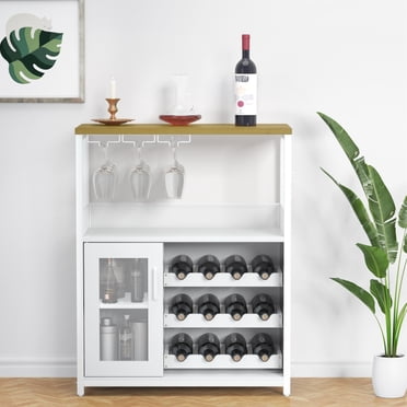 Alician Bar Storage Cabinet with Removable Wine Rack, Wine Bar Buffet Cabinet with Storage, Liquor Bar Buffet Sideboard