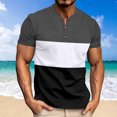 thumbnail image 2 of hopeusnice Men's Color Block Short Sleeve T-Shirt Henley Neck Slim Fit Tee Shirts Dark Gray M, 2 of 7