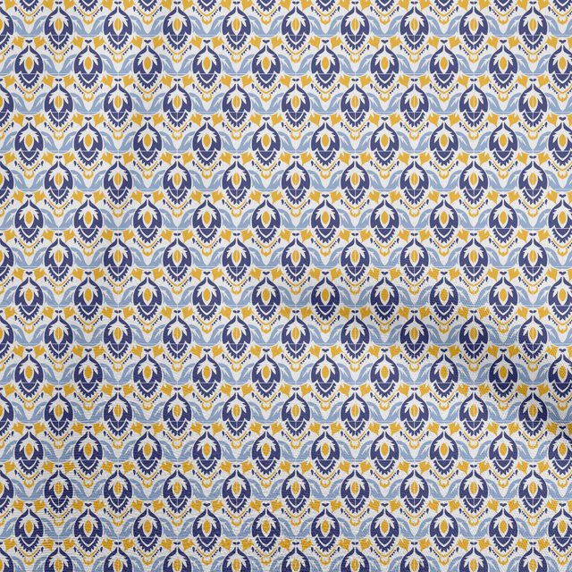 oneOone Velvet Dark Blue Fabric Asian Block Print Tile Sewing Material Print Fabric By The Yard 58 Inch Wide