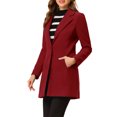 thumbnail image 4 of INSPIRE CHIC Manteau Long Classique pour Femme à Revers Cranté, Manches Longues, G Rouge Foncé, 4 of 7