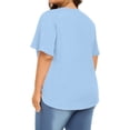 thumbnail image 3 of Frostluinai Women's Tops Plus Size Ruffle Short Sleeve Tunic Shirts V Neck Pleated Tshirts Solid Color Flowy Blouses Lightweight Going Out Tees, 3 of 7