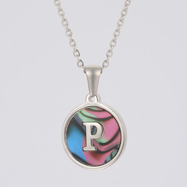 Necklaces,Cute Capital Shell Letter Necklace for Girls ,Coin Girls Pendants Stainless Steel Initial necklaces for Women Jewelry Round