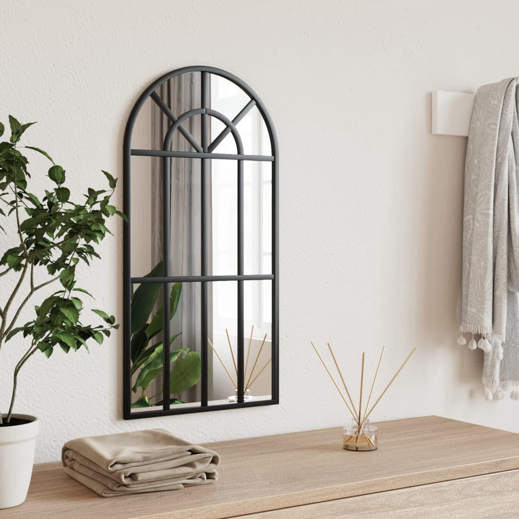 vidaXL Miroir Mural Noir 30x60 cm Arche Fer