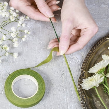 Unique Bargains 1/2 inch Width 30 yard Floral Adhesive Tape Light Green