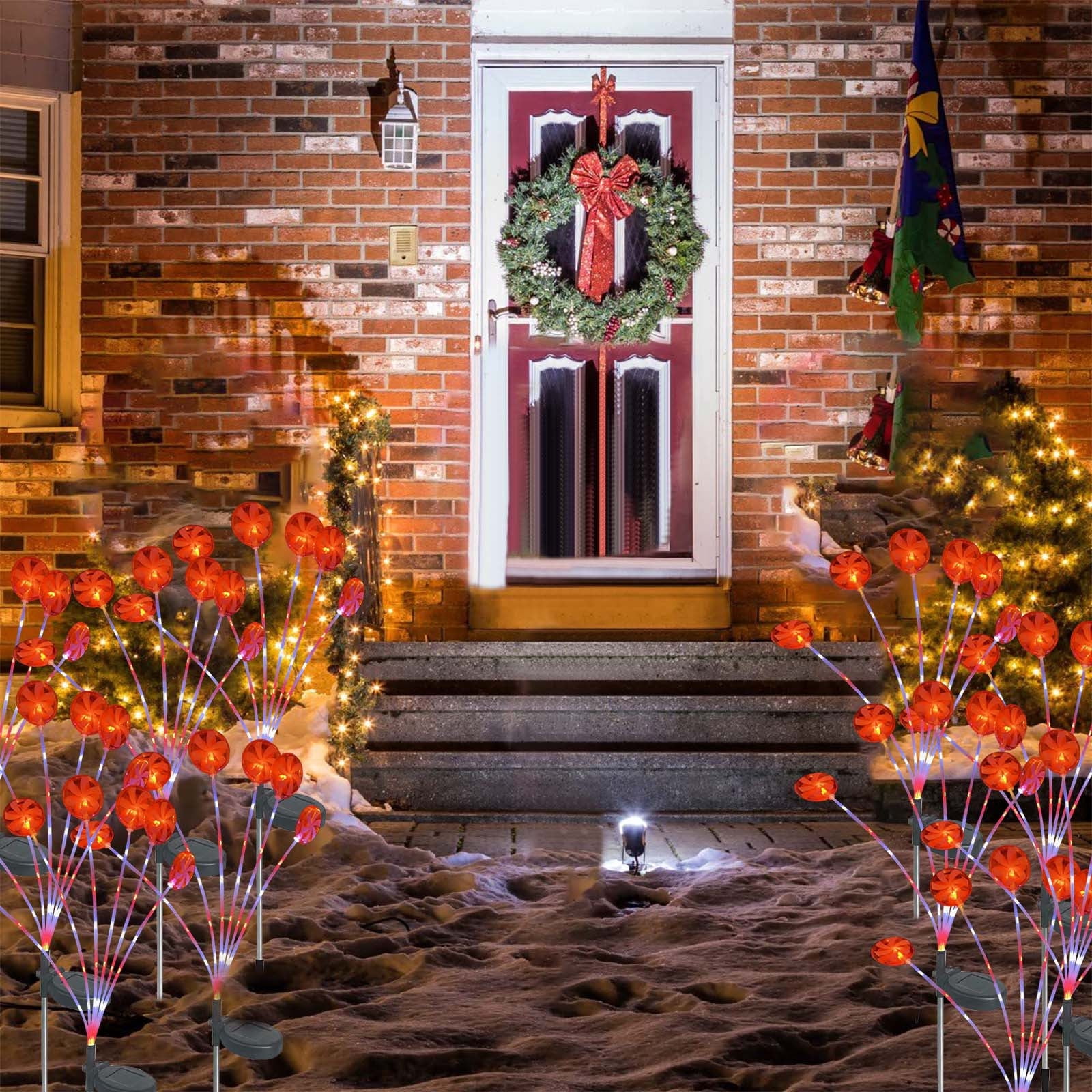 Dvkptbk solar lights Outdoor Solar Christmas Light ,Solar Powered Prelit Small Christmas for Holiday Outside Garden Yard Decor