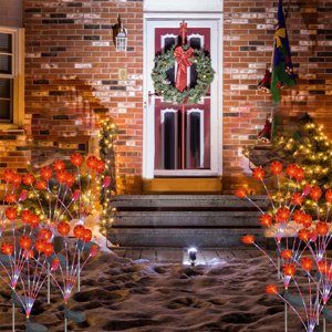 Dvkptbk solar lights Outdoor Solar Christmas Light ,Solar Powered Prelit Small Christmas for Holiday Outside Garden Yard Decor