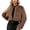 02-Coffee, variant on Ecqkame Women's Cropped Faux Fur Jackets Winter Fashion Long Sleeve Open Front Cardigan Casual Fluffy Shaggy Short Outerwear Coats Wine M