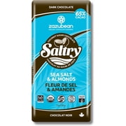 Zazubean Organic Chocolates Saltry Sea Salt & Almonds Dark Chocolate Bars with Coconut Sugar (12 x 85g)