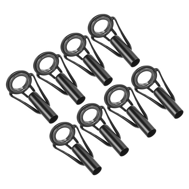 Unique Bargains Kit de Réparation d'Embout de Canne à Pêche en Acier Inoxydable 4,6 mm, Guide d'Anneau de Perche, Remplacement, Noir, Lot de 8