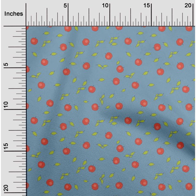 oneOone Polyester Lycra Fabric Leaves & Apple Fruit Fabric BTY 56 Inch Wide
