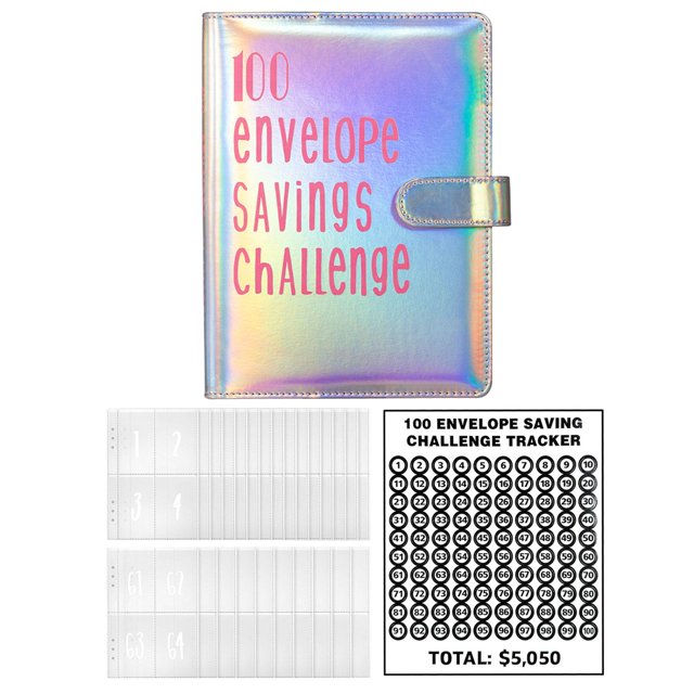 Almencla 100 Envelopes Money Saving Challenge $5050 Money Savings Budget Planner Book Glitter