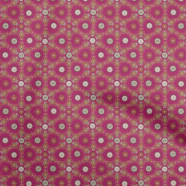oneOone Polyester Spandex Magenta Fabric Asian Suzani Craft Projects Decor Fabric Printed By The Yard 56 Inch Wide