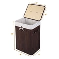thumbnail image 4 of Costway Rectangle Bamboo Hamper Laundry Basket Washing Cloth Bin Lid Brown, 4 of 9