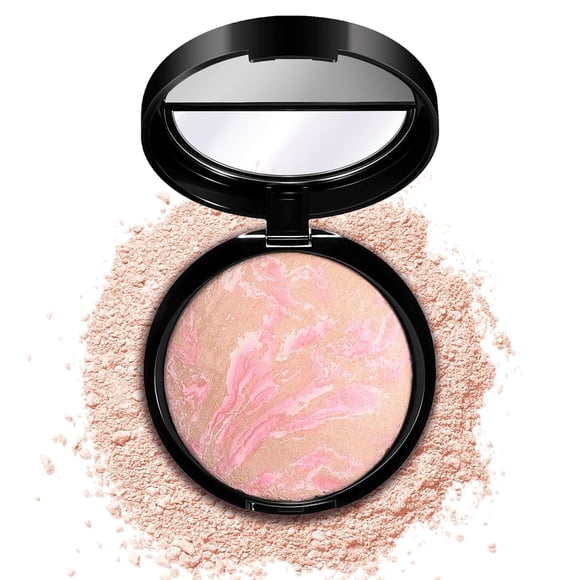 Poudre Compacte Lumineuse Cuite – Fond de Teint Infusé de Lumière, Enlumineur et Poudre Fixante en une Seule – Correcteur de Couleur, Contrôle de l'Huile, Couvrance Longue Durée pour Tous les Teints