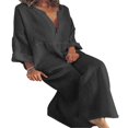 thumbnail image 2 of CHUANK Robe Maxi Ample à Manches Longues en Coton et Lin pour Femmes, Grande Taille, Unie, Boutonnée, 2 of 3