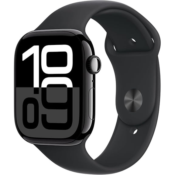 Refurbished (Fair) - Apple Watch Series 10 [GPS, 46mm] Smartwatch with Jet Black Aluminium Case with Black Sport Band