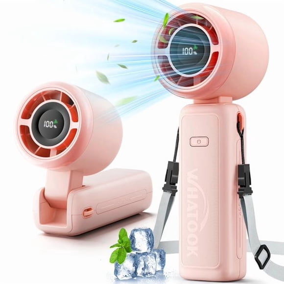 Kidsjoy 4000mAh Handheld Fan Rechargeable, Portable Personal Fan with LED Display & 5 Speeds, Foldable 3-in-1 Desk Neck Fan for Travel Beach Cruise