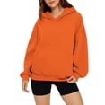 thumbnail image 4 of Ladies Hoodies Fall Solid Oversize Hoodie Basic Pullover Sweatshirt Long Sleeve Drop Shoulder Design Womens Sweaters Orange XS, 4 of 6