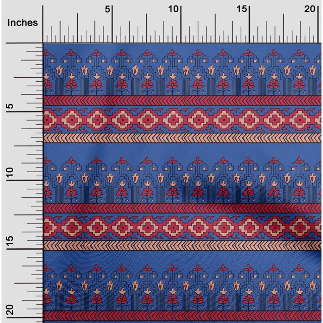 oneOone Cotton Poplin Fabric Geometric & Floral Block Printed Fabric 1 Yard 42 Inch Wide