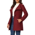 thumbnail image 4 of INSPIRE CHIC Manteau Trench Long Classique d'Hiver pour Femme à Col Montant avec Ceinture à Nouer S Rouge Foncé, 4 of 6