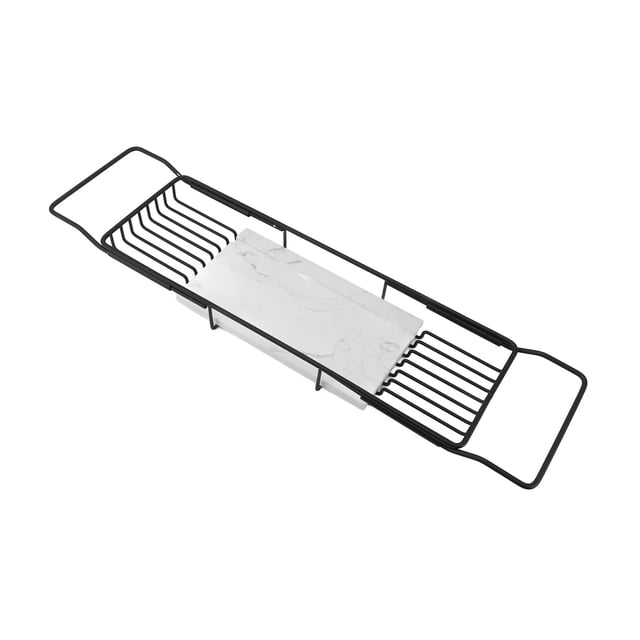 Expandable Bathtub Tray, Metal Marble Bathtub Caddy Tray, Bathtub Rack Shelf, Bathtub Rack Across Tub For Bathroom
