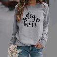 thumbnail image 2 of IROINID Économies Hauts pour Femmes Grande Taille Détente Manches Longues Empreinte de Patte de Chien Col Rond Hauts Chemise Blouse Chandail, Gris, 2 of 3