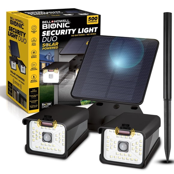 Bell + Howell Bionic Duo Lumières de Sécurité Extérieures à Énergie Solaire Paquet de 2 500 Lumens à Détection de Mouvement