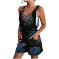 thumbnail image 1 of IROINID Femmes Print Shorts Combinaisons, Femmes Été Confortable Occasionnel Bretelles Impression Shorts Poche Shorts de Combinaison Rouge XXL, 1 of 5