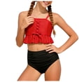 thumbnail image 1 of Gubotare Swimsuit for Kids for Girl Children Girls Swimwear Kids Ruffle Patchwork Strap Swimwear Watermelon Print Swimwear Swimdress Two-Pieces Bathing Suits Size 9-10 (Watermelon Red,9-10 Years), 1 of 9