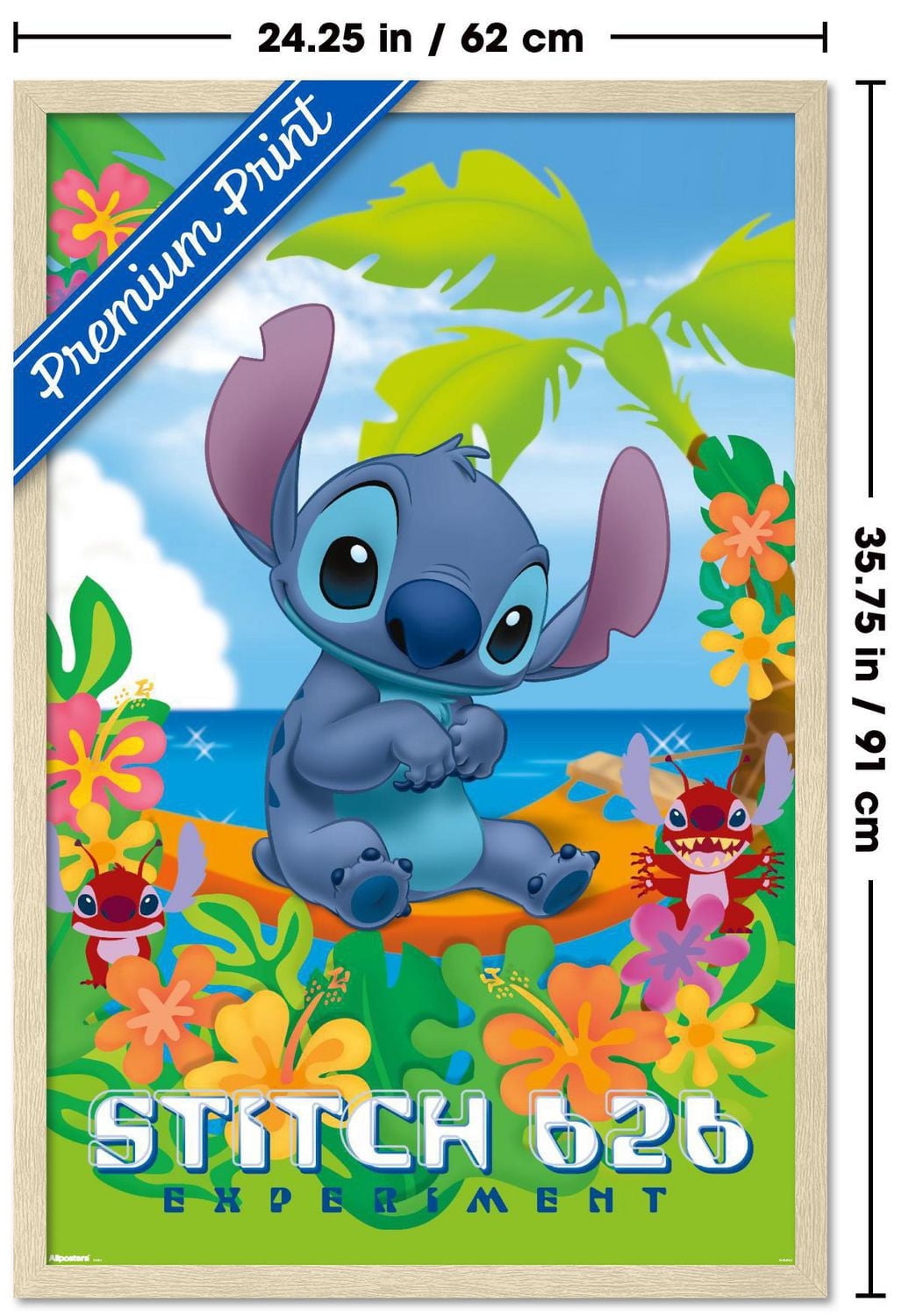 Disney Leroy and Stitch - Beach Wall Poster, 22.375" x 34" Framed
