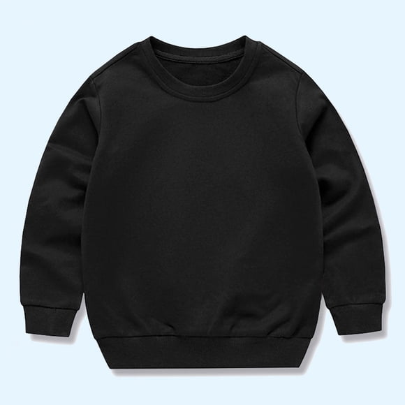 Milgrthf Toddler Boys Girls Basic Solid Sweatshirt Casual Cotton Thin Long Sleeve Infant Crewneck Sport Pullover Top Black 5 Years