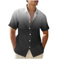 thumbnail image 2 of Hot6sl Économies d'Été Liquidation Chemise à Manches Courtes Col Rabattu, Chemise Décontractée Mode Homme Col Rabattu Imprimé Dégradé Chemise à Boutons Blouse, Blouse Polyester HommeGris,S, 2 of 5
