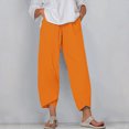 thumbnail image 2 of Timegard Plus Size Pants for Women Elastic Waist Solid Color Comfy Fall Casual Crop Pants with Pockets, 2 of 5