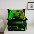 thumbnail image 4 of Green Yellow Gaming Full Size Comforter Sets for Boys - Gamer Comforter Boys Full Size Bedding Set, Neon Lights Abstract Geometry Design Gamer Room Decor, 4 of 5
