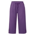 thumbnail image 4 of Women Fashion High Waisted Wide Leg Pants Drawstring Elastic Trousers Comfy Straight Leg Long Pants With Pockets, 4 of 5