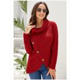 thumbnail image 2 of Chandails Femme Chauds Chandails Asymétriques Tricotés Col Roulé Uni Portefeuille Tricoté Manches Longues Chemises Hauts Décontracté TTG, 2 of 5