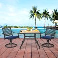 thumbnail image 2 of Gymax 2PCS Patio Swivel Dining Chairs Lattice Rocker Cushioned Armrest Navy, 2 of 6