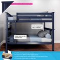 thumbnail image 2 of BEDSMART Solid Wood Twin Over Twin Bunk Bed | Blue, 2 of 6